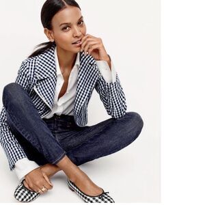 J. Crew Motorcycle jacket in gingham Sz 0